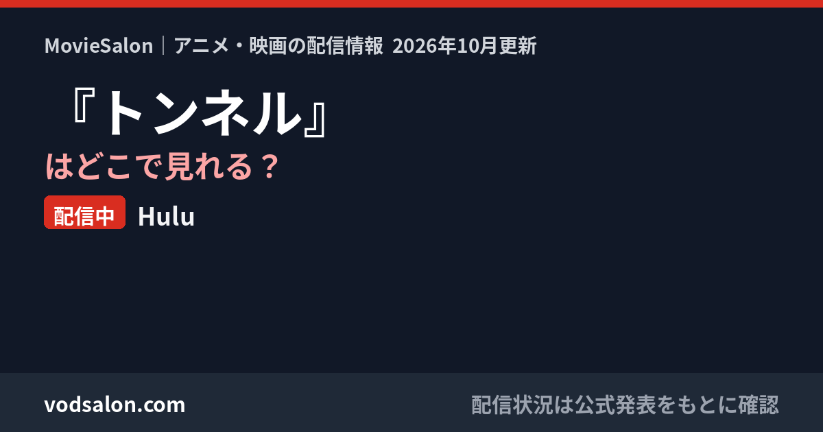『トンネル』はどこで見れる？配信中：Hulu